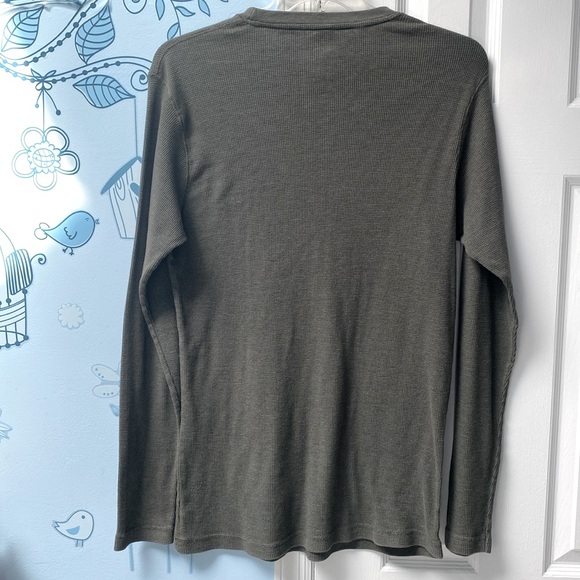 Hanes Waffle Thermal Olive Green Men's Crew Top Long Sleeves Tee Shirt Size L !! - Picture 4 of 10